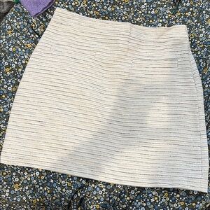 LOFT NWT Cream and Blue Tweed Mini Skirt